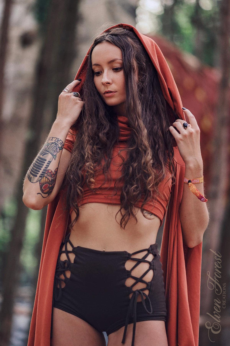 PREMADE Collection: Wing Sleeve Crop top with Generous Hood