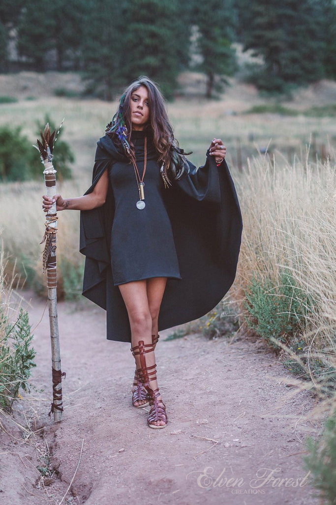 Hooded Cape Mini Dress  Earthy clothing inspired by fairytale and
