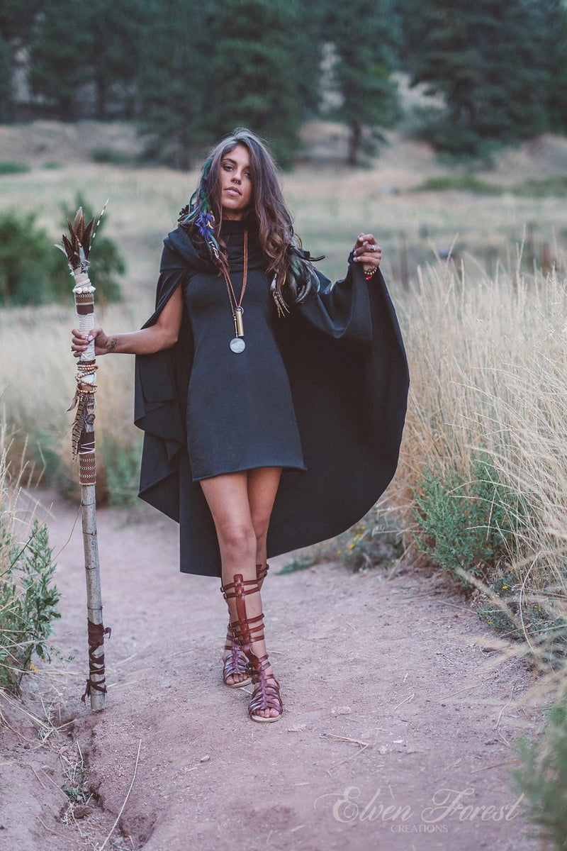 Hooded Cape Mini Dress Burgundy / Xs Hooded Cape Mini Dress Burgundy / Xs