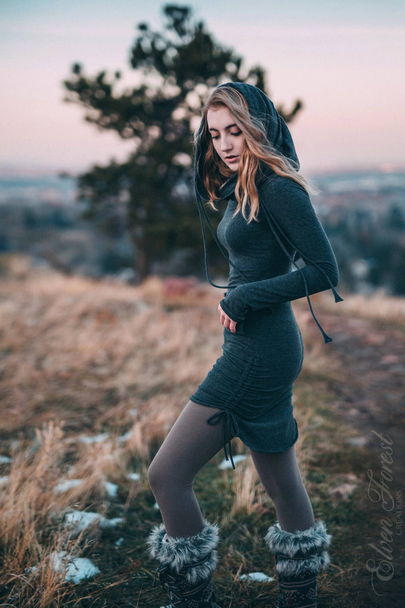 winter dress with hoody Women's Hoodie Dress