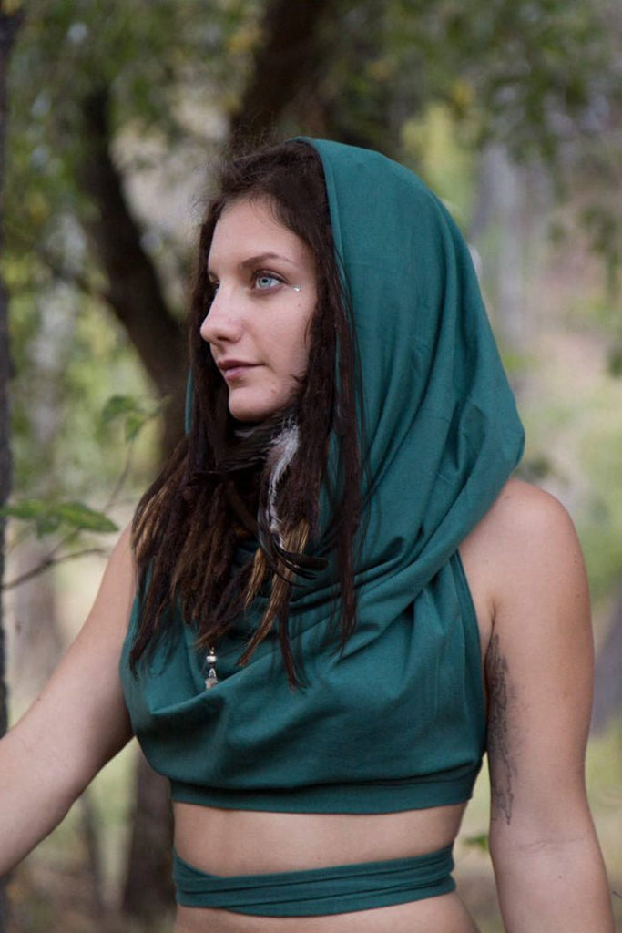 Cowl hood Crop Top Earthy clothing inspired by fairytale and