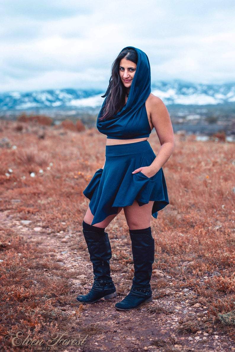 Equilateral Triangle ~ Cowl Hood Crop Top