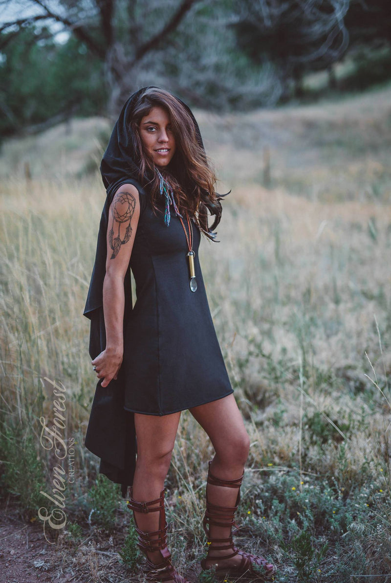 Hooded Cape Mini Dress | Earthy clothing inspired by fairytale and festivals as well as by underground communities of artists and travelers. Hooded Cape Mini Dress | Earthy clothing inspired by fairytale and festivals as well as by underground communities of artists and travelers.