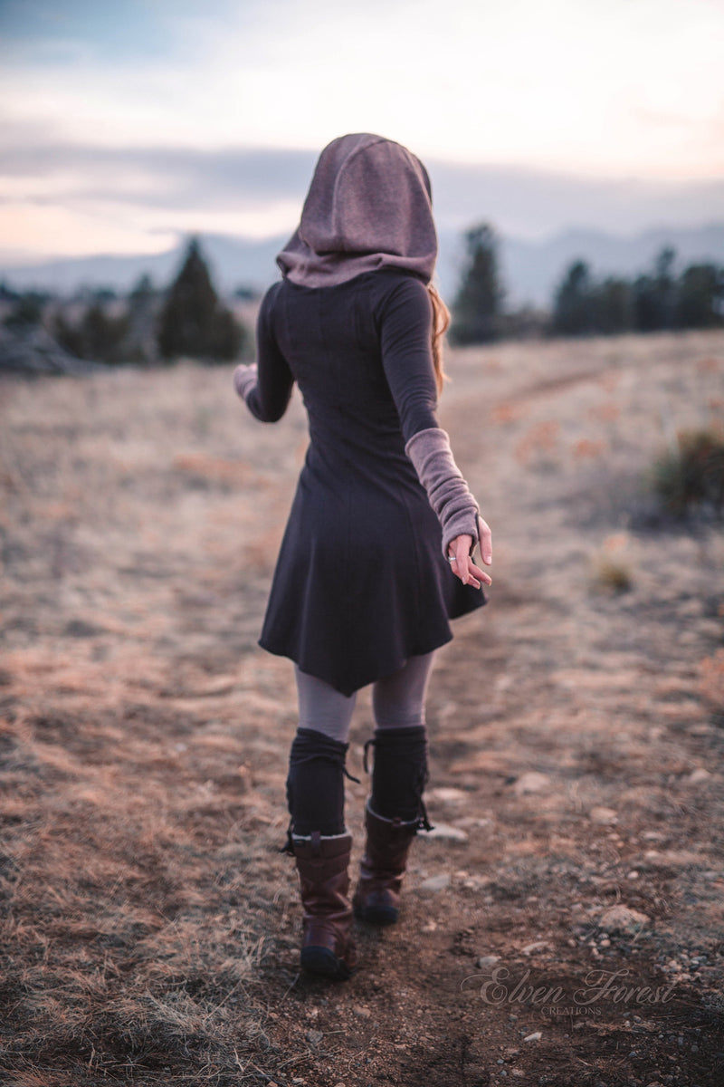 sweat dress with hood Slumber Velour Black / M A relaxed fit and on AM | Womens Premium Hoodie