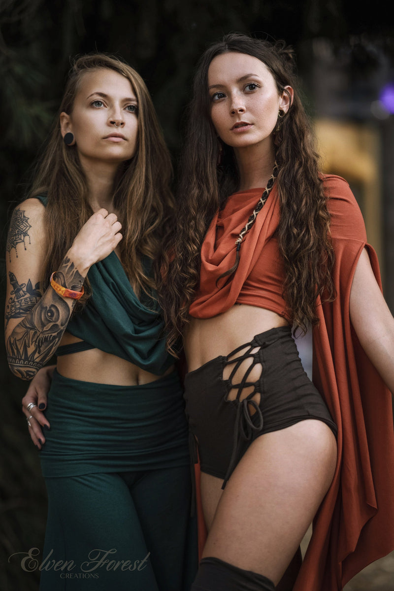 Lace up Front Shorts ~ Elven Forest, Festival Clothing, Burning Man costume, Ren Faire, Goddess wear
