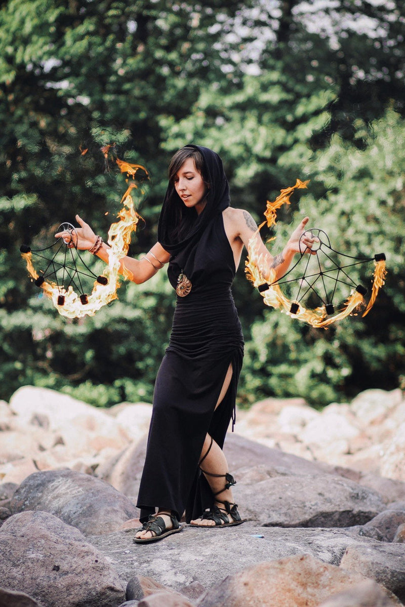 Cowl Hood Maxi Goddess Dress Brown / XS-XL Custom Fit Cowl Hood Maxi Goddess Dress Brown / XS-XL Custom Fit