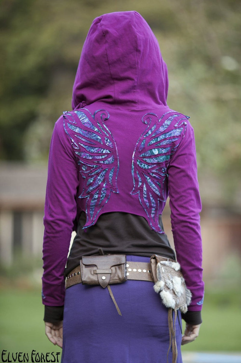 Peacock Winged Hoodie Wrap ~ Elven Forest, Festival Clothing, butterfly wings