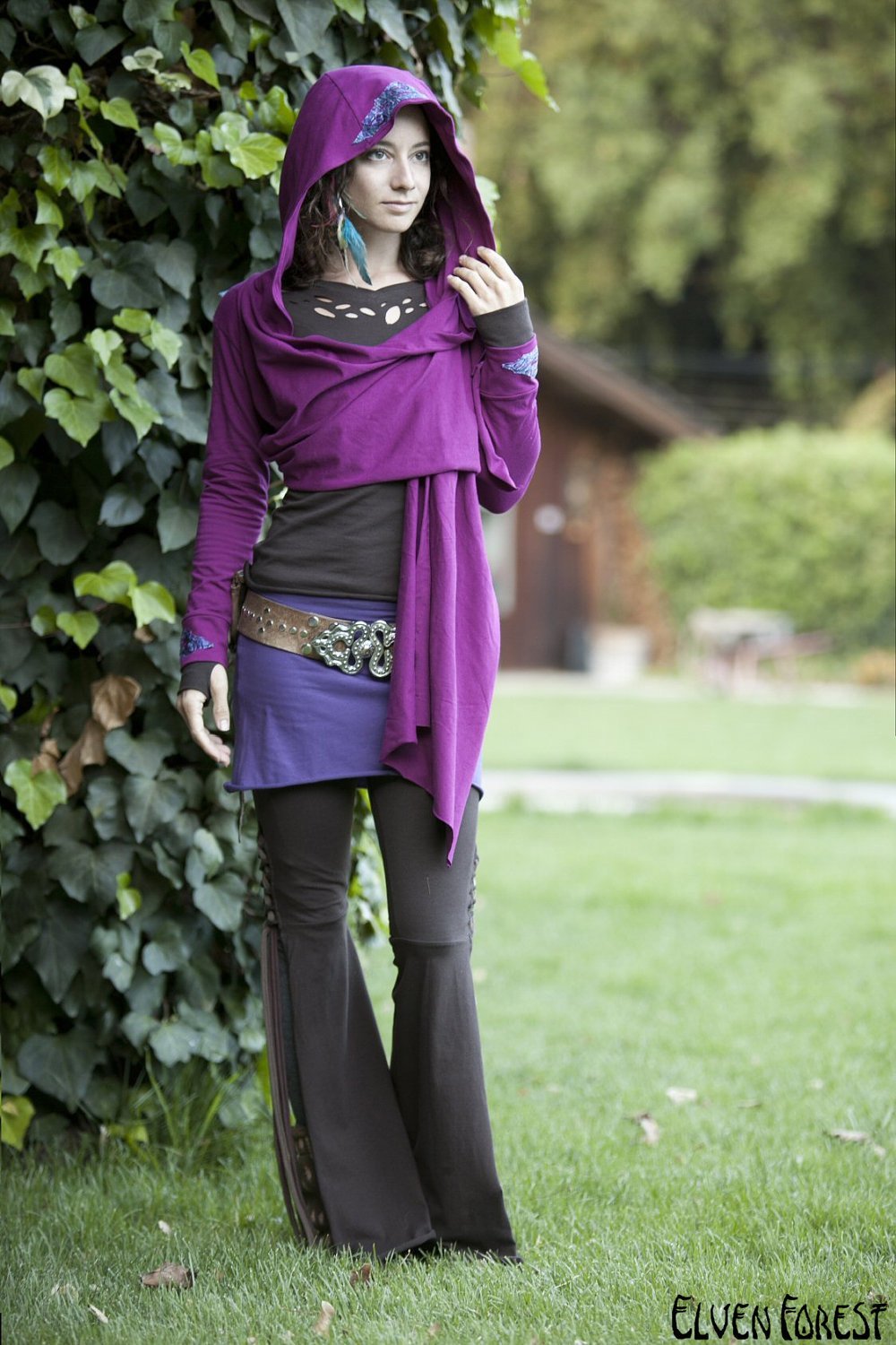 Good Hooded Wrap Top with Removable Hood ~ Elven Forest, festival top