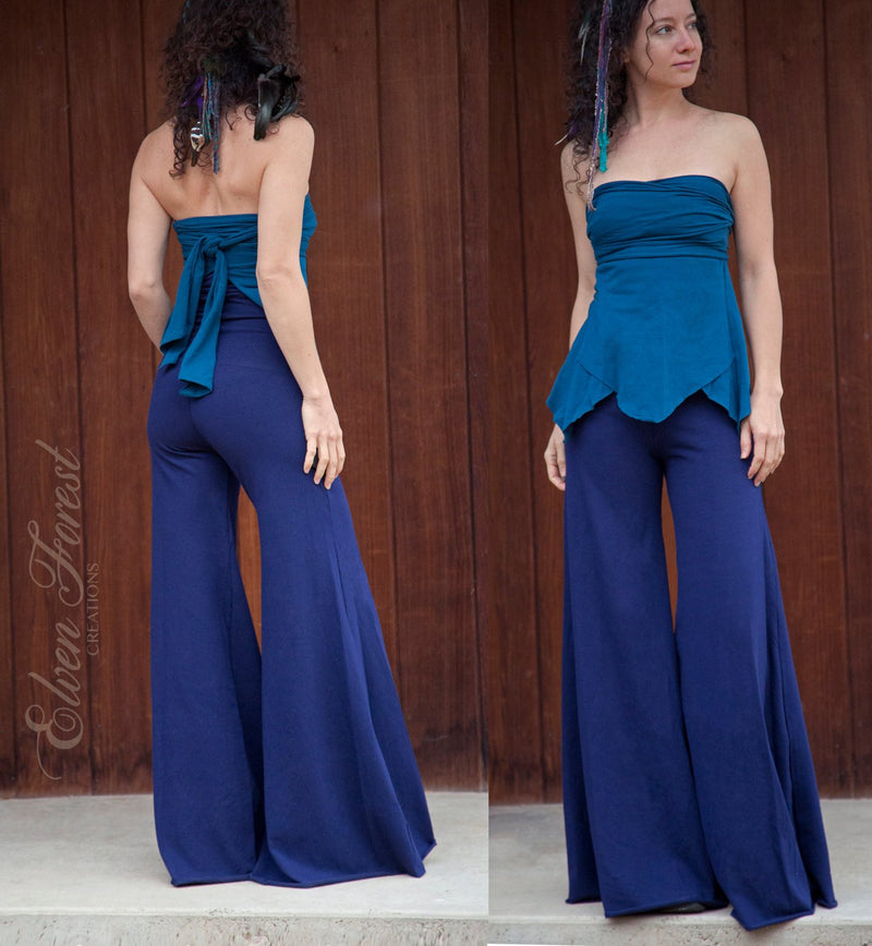 Lounge Pants with convertible high waistband or fold over skirt