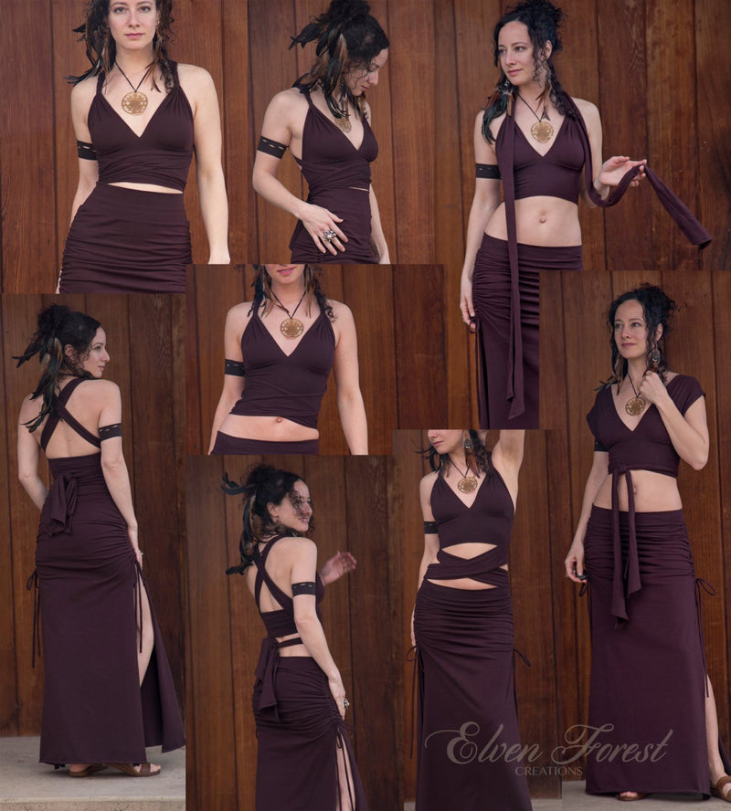 Wrap and Tie Crop Top ~ create a different top every day ~ Elven Forest, Festival top