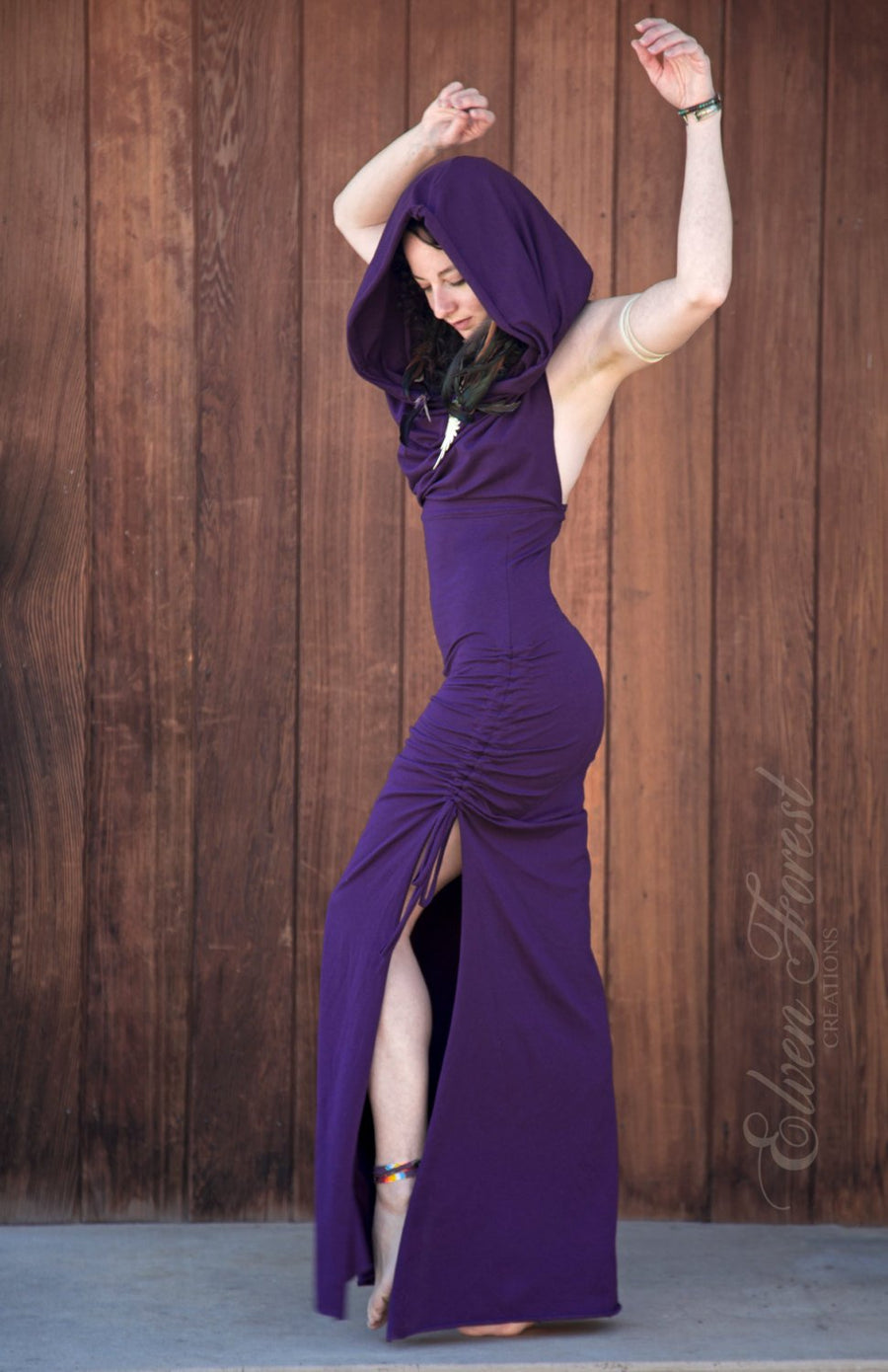 Cowl Hood Maxi Goddess Dress Black / Xs