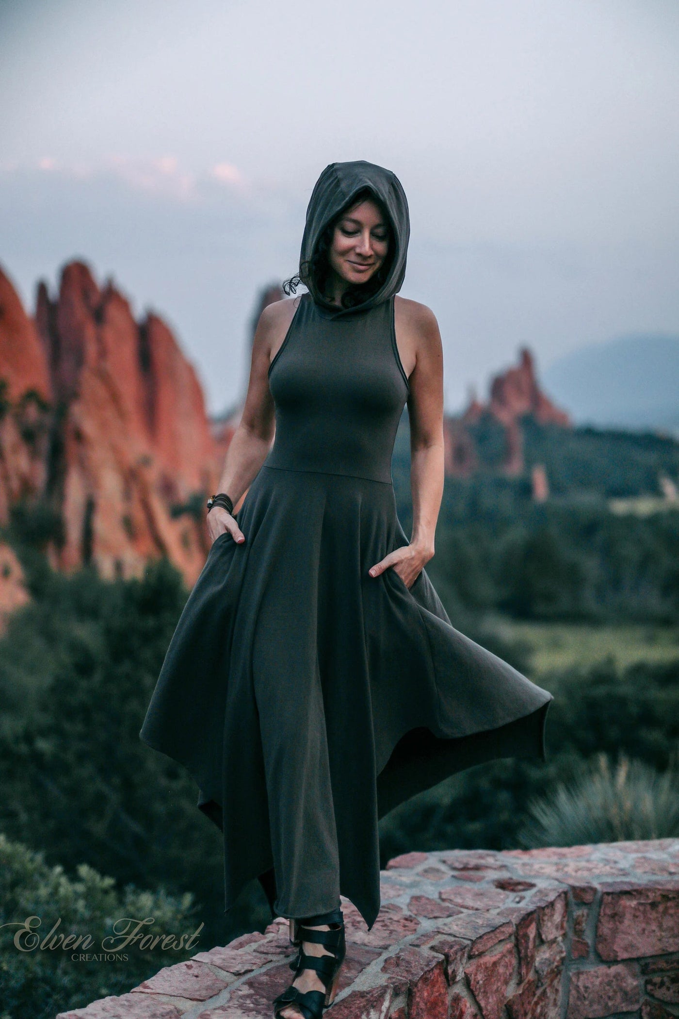 Maxi Wonderland Dress ~ with Structured Hood Teal / Medium