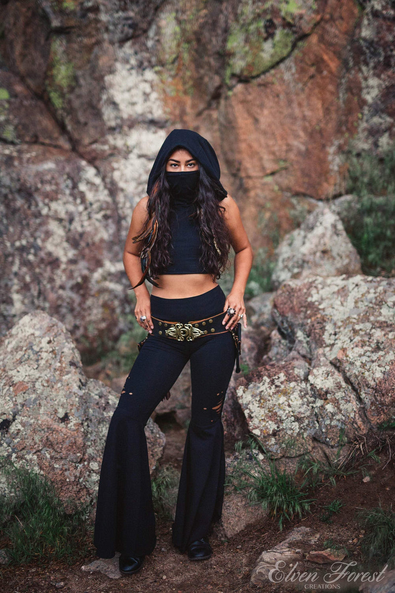 Dust Mask Hoodie ~ Crop Top ~ Elven Forest, festival clothing, ninja clothes, flow clothes, love