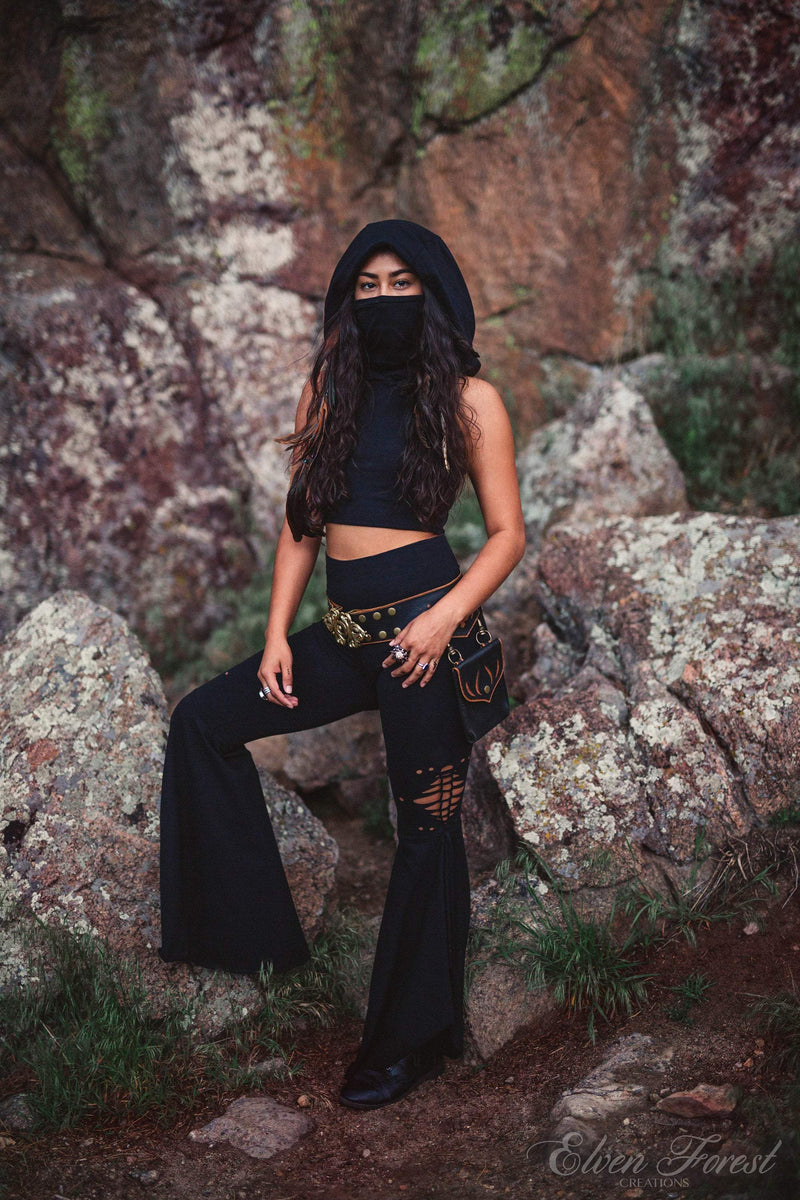 Dust Mask Hoodie ~ Crop Top ~ Elven Forest, festival clothing, ninja clothes, flow clothes, love