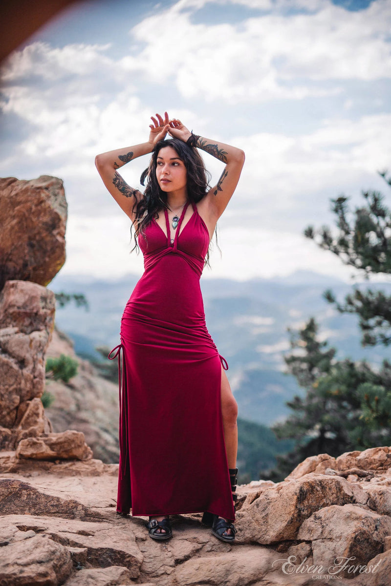 PREMADE Collection Wrap and Tie Maxi Goddess Dress Earthy clothing inspired by fairytale and festivals as well as by underground communities of artists and travelers