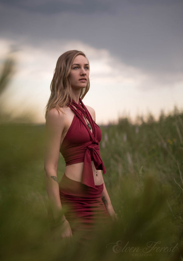 Wrap and Tie Crop Top ~ create a different top every day ~ Elven Forest, Festival top