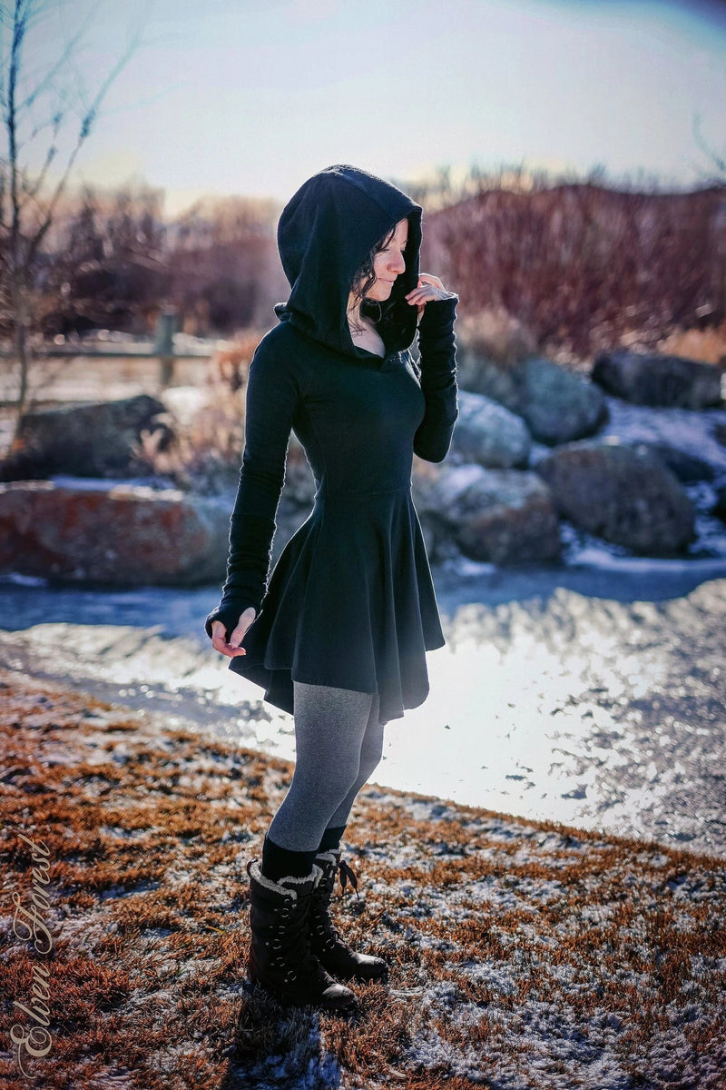 Sweater Warmer Dress All-Black / Xs / Single Layer with Princess Seams Sweater Warmer Dress All-Black / Xs / Single Layer with Princess Seams