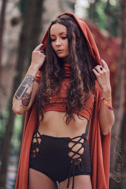 Wing Sleeve Crop top with Generous Hood